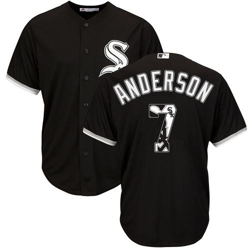 White Sox #7 Tim Anderson Black Team Logo Fashion Stitched MLB Jersey